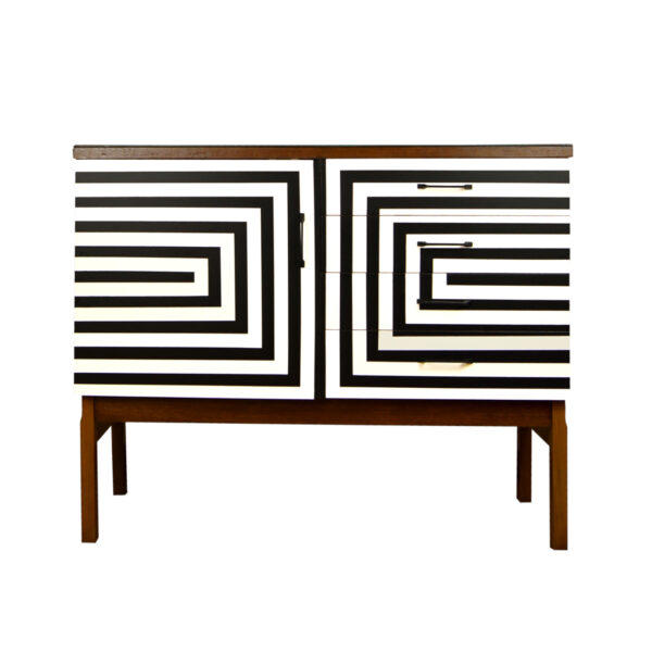 KOMODA SZAFKA VINTAGE PRL OP ART CABINET SIDEBOARD MIDCENTURY