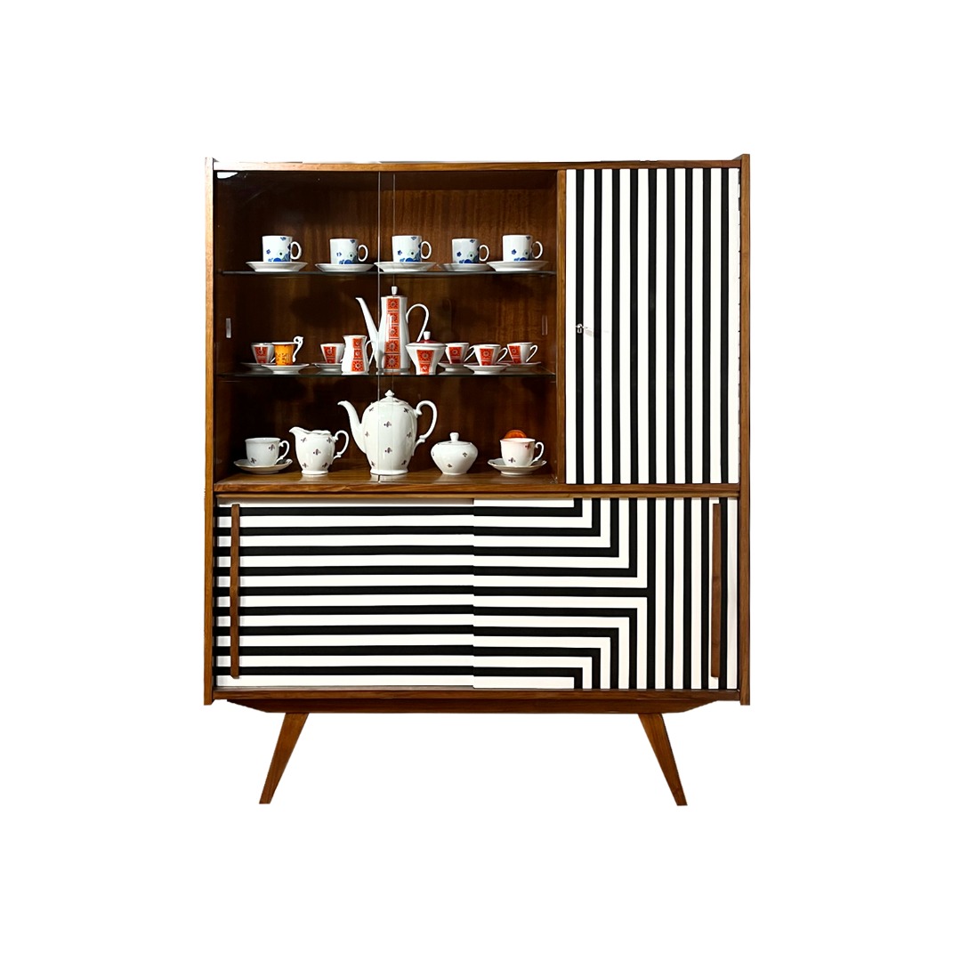 regał biblioteczka witryna vintage słupska op art